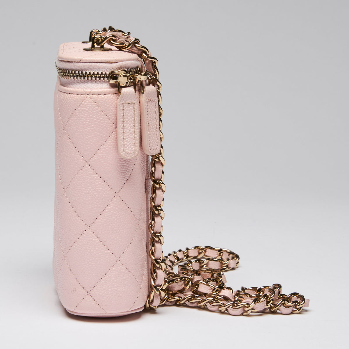 Pre-Loved Chanel™ Light Pink Pebbled Leather Coco Vanity Case