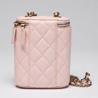 Pre-Loved Chanel™ Light Pink Pebbled Leather Coco Vanity Case