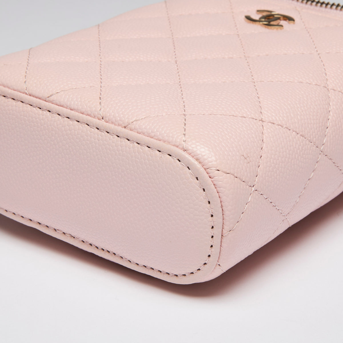 Pre-Loved Chanel™ Light Pink Pebbled Leather Coco Vanity Case
