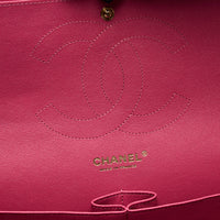 Pre-Loved Chanel™ Pink Lambskin Leather Chevron Jumbo Double Flap Bag