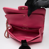 Pre-Loved Chanel™ Pink Lambskin Leather Chevron Jumbo Double Flap Bag