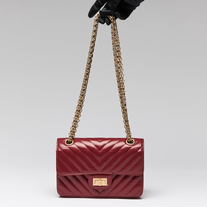 Pre-Loved Chanel™ Red Aged Calfskin Leather 2.55 Mini Crossbody Bag