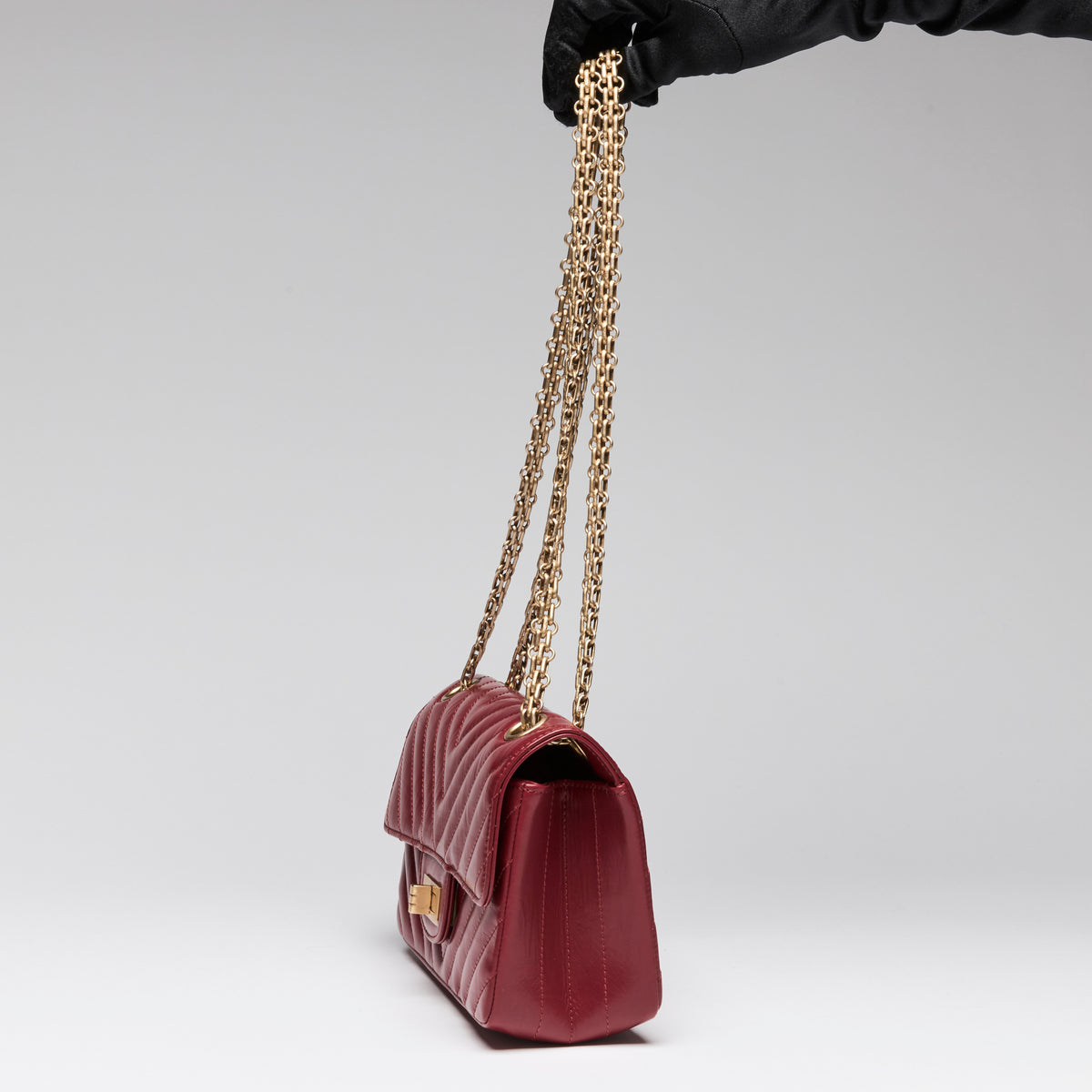 Pre-Loved Chanel™ Red Aged Calfskin Leather 2.55 Mini Crossbody Bag