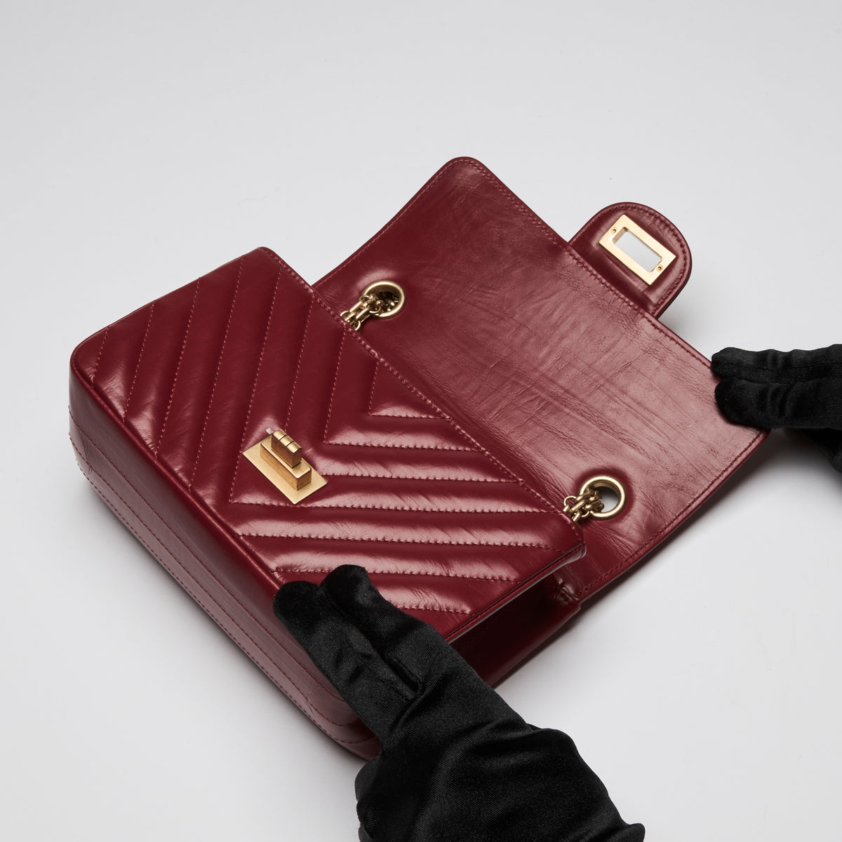 Pre-Loved Chanel™ Red Aged Calfskin Leather 2.55 Mini Crossbody Bag