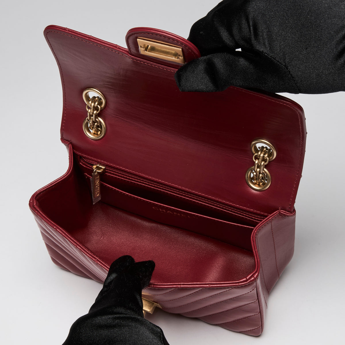 Pre-Loved Chanel™ Red Aged Calfskin Leather 2.55 Mini Crossbody Bag