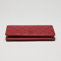 Pre-Loved Chanel™ Red Pebbled Leather Continental Bifold Wallet
