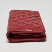 Pre-Loved Chanel™ Red Pebbled Leather Continental Bifold Wallet