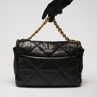 Pre-Loved Chanel™ Black  Medium/ Large 19 Bag with Gold and Silver Hardware