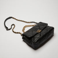 Pre-Loved Chanel™ Black  Medium/ Large 19 Bag with Gold and Silver Hardware