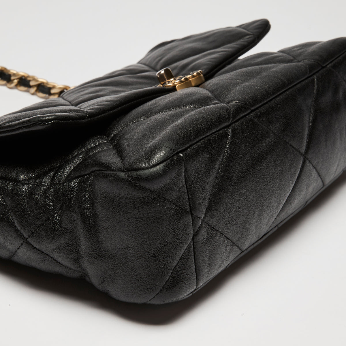 Pre-Loved Chanel™ Black  Medium/ Large 19 Bag with Gold and Silver Hardware