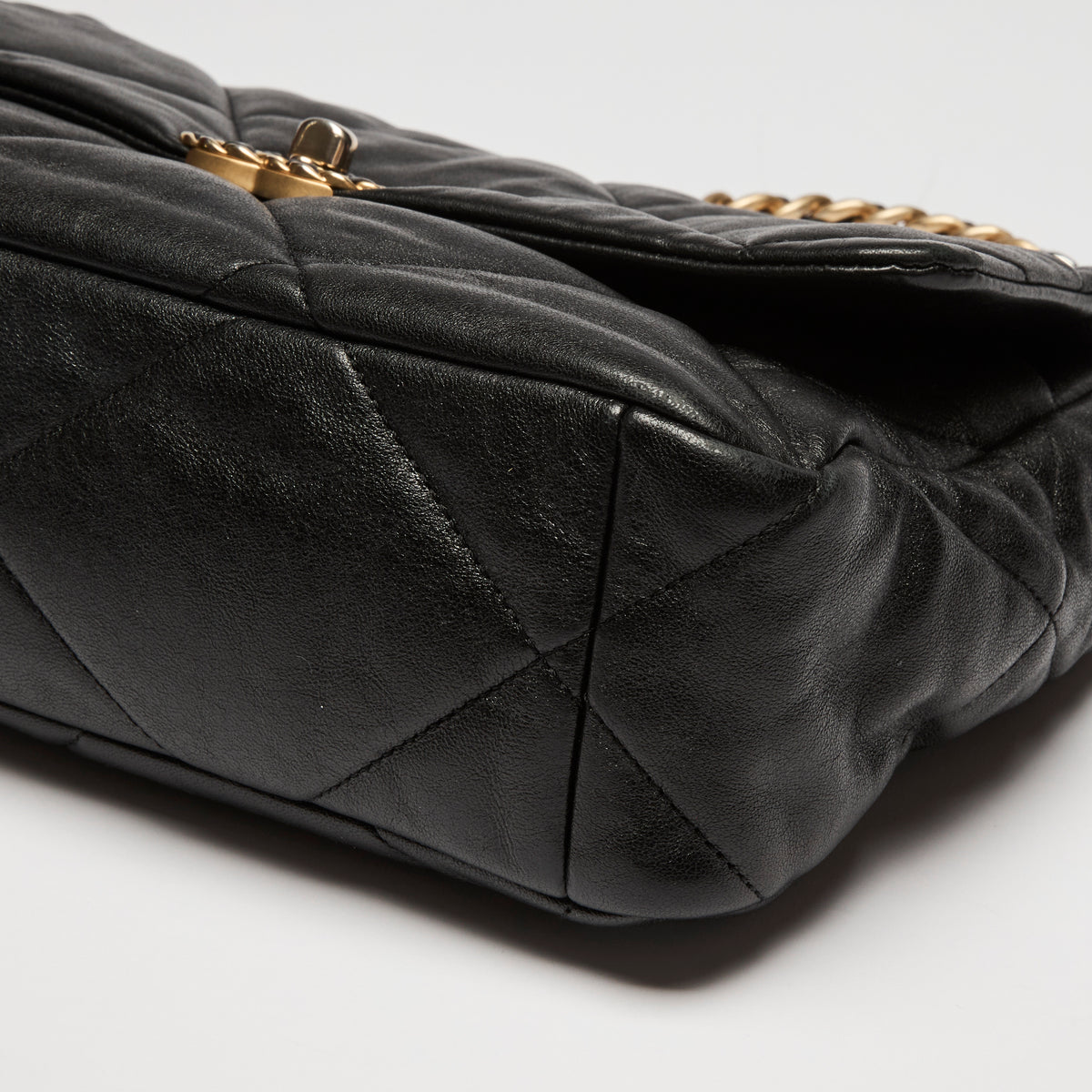 Pre-Loved Chanel™ Black  Medium/ Large 19 Bag with Gold and Silver Hardware