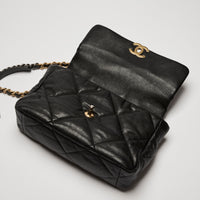 Pre-Loved Chanel™ Black  Medium/ Large 19 Bag with Gold and Silver Hardware
