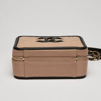 Pre-Loved Chanel™ Tan Two Tone Pebbled Leather Vanity Bag