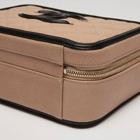Pre-Loved Chanel™ Tan Two Tone Pebbled Leather Vanity Bag