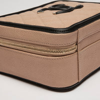 Pre-Loved Chanel™ Tan Two Tone Pebbled Leather Vanity Bag