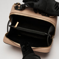 Pre-Loved Chanel™ Tan Two Tone Pebbled Leather Vanity Bag