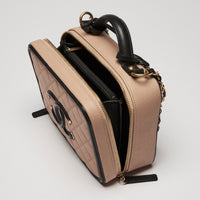 Pre-Loved Chanel™ Tan Two Tone Pebbled Leather Vanity Bag