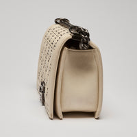 Pre-Loved Chanel™ Cream Grained Leather Boy Bag