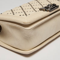 Pre-Loved Chanel™ Cream Grained Leather Boy Bag