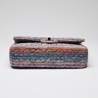 Pre-Loved Chanel™  Purple Blue Multicolor Tweed Medium Classic Double Flap Bag