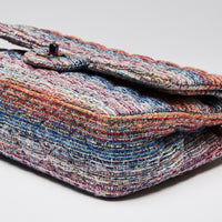 Pre-Loved Chanel™  Purple Blue Multicolor Tweed Medium Classic Double Flap Bag