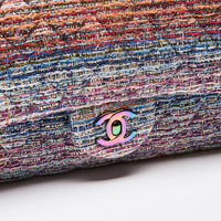 Pre-Loved Chanel™  Purple Blue Multicolor Tweed Medium Classic Double Flap Bag