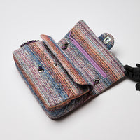 Pre-Loved Chanel™  Purple Blue Multicolor Tweed Medium Classic Double Flap Bag