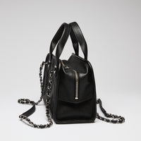 Pre-Loved Chanel™ Black Pebbled Leather Bowling Bag