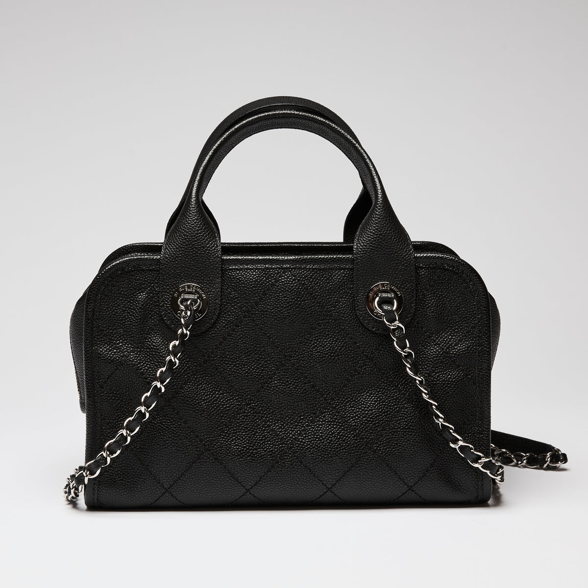 Pre-Loved Chanel™ Black Pebbled Leather Bowling Bag