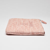 Pre-Loved Chanel™ Pink Tweed Medium Deauville Pouch