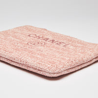 Pre-Loved Chanel™ Pink Tweed Medium Deauville Pouch