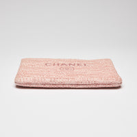 Pre-Loved Chanel™ Pink Tweed Medium Deauville Pouch