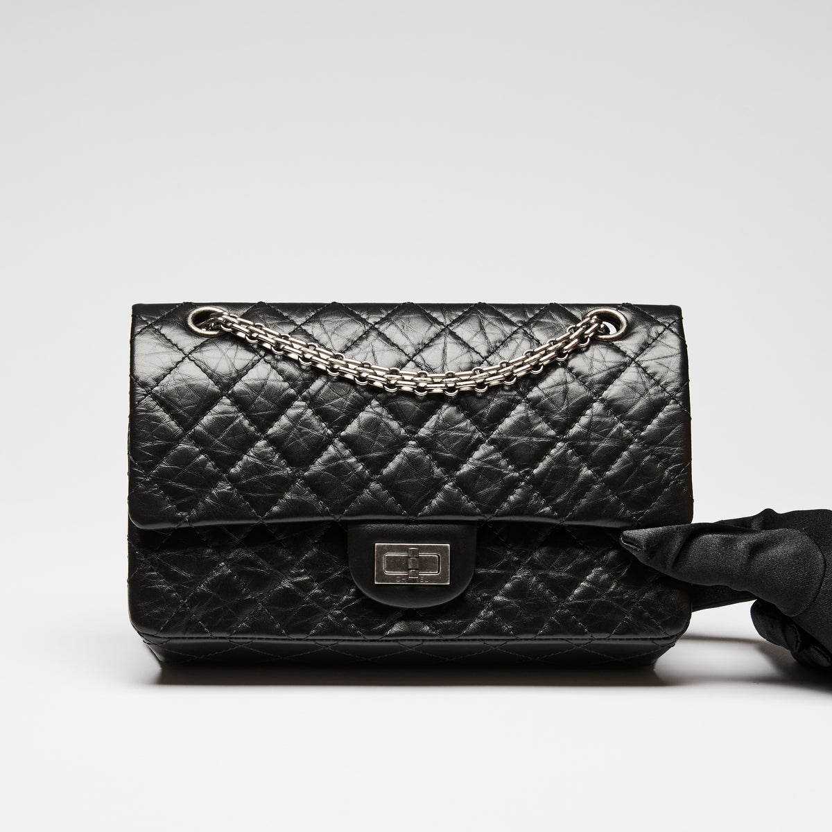 Pre-Loved Chanel™ Black Grained Quilted Leather Small 2.55 Double Flap Bag