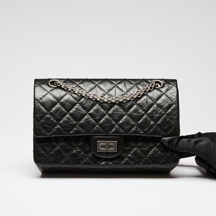 Pre-Loved Chanel™ Black Grained Quilted Leather Small 2.55 Double Flap Bag