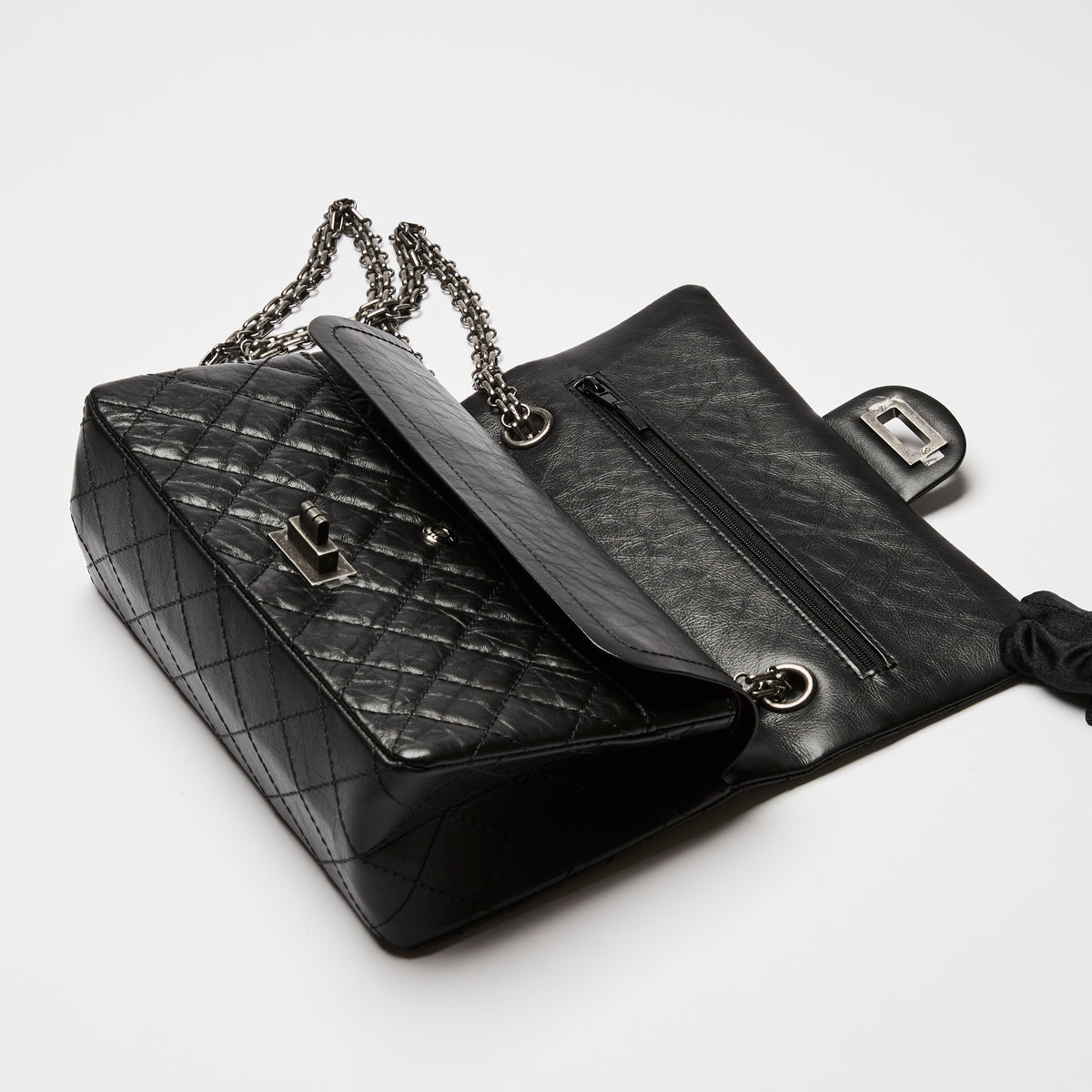 Pre-Loved Chanel™ Black Grained Quilted Leather Small 2.55 Double Flap Bag