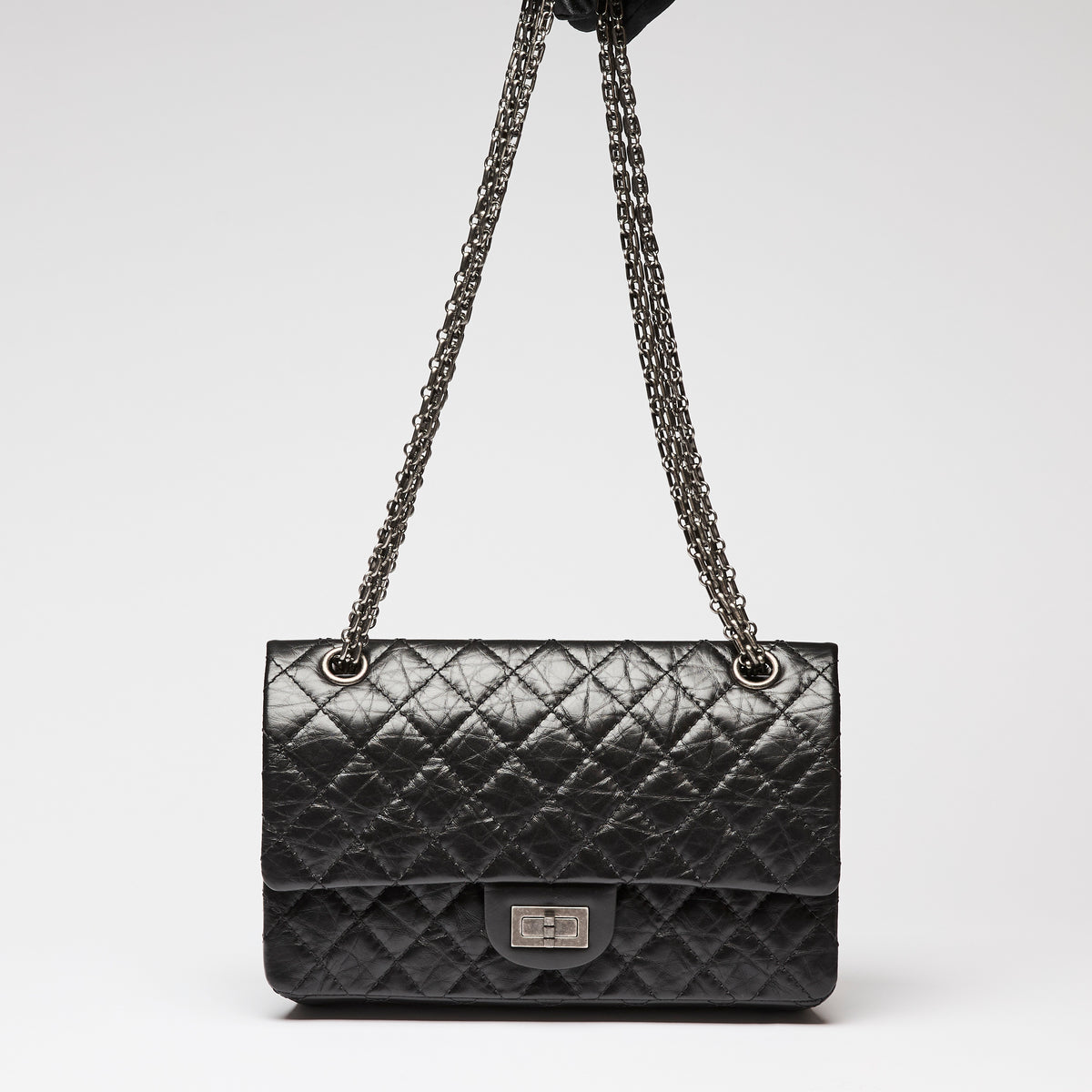 Pre-Loved Chanel™ Black Grained Quilted Leather Small 2.55 Double Flap Bag