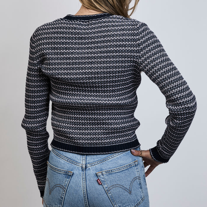 Pre-Loved Chanel ™ Grey Woven Knit Button Up Sweater Size 38