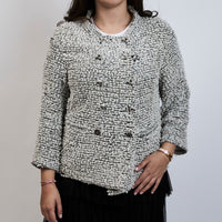 Pre-Loved Chanel ™ Grey and White Tweed Jacket