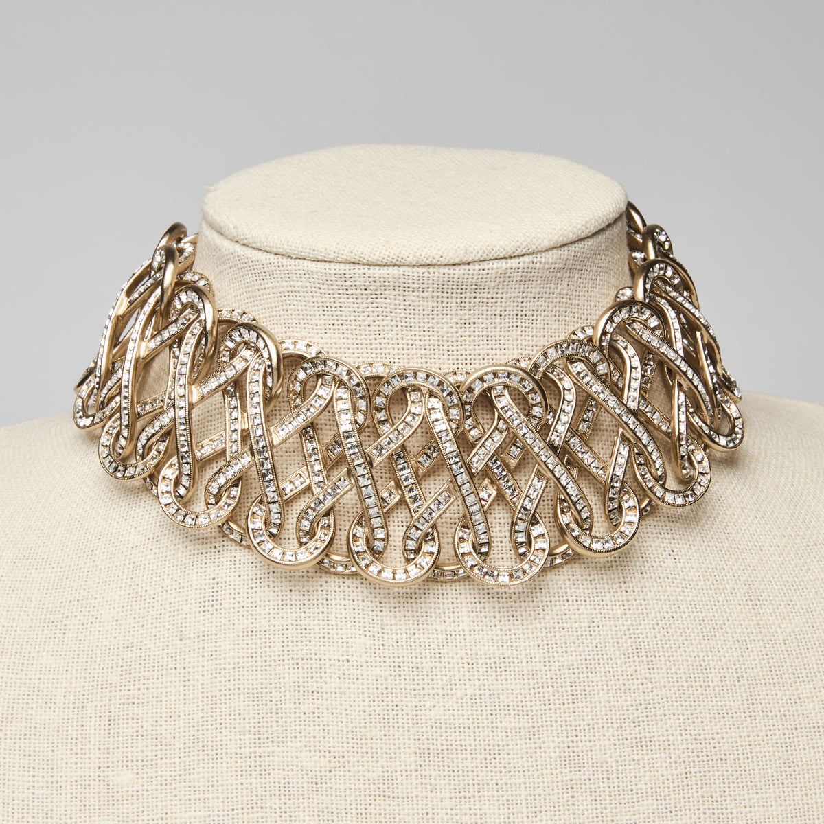 Pre-Loved Chanel ™ 2017 Infinity Crystal and Gold Choker Necklace