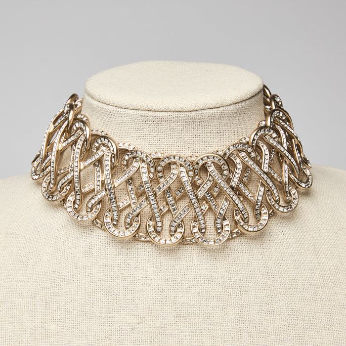 Pre-Loved Chanel ™ 2017 Infinity Crystal and Gold Choker Necklace