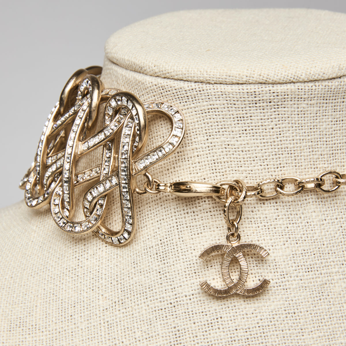 Pre-Loved Chanel ™ 2017 Infinity Crystal and Gold Choker Necklace