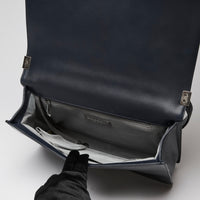 Pre-Loved Chanel ™ Large Navy Boy Bag Style Single Flap Bag with Gunmetal Hardware