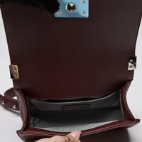 Pre-Loved Chanel ™ Chevron Small Boy Bag in Burgundy Lambskin