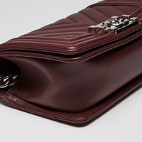 Pre-Loved Chanel ™ Chevron Small Boy Bag in Burgundy Lambskin