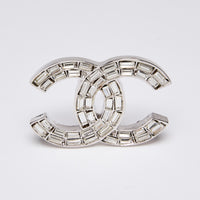 Pre-Loved Chanel™ Interlocking Letter Logo Baguette Crystal Brooch