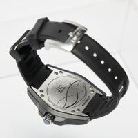 Excellent Pre-Loved Marine Blue Face Automatic Watch with Black Rubber Strap. (back)