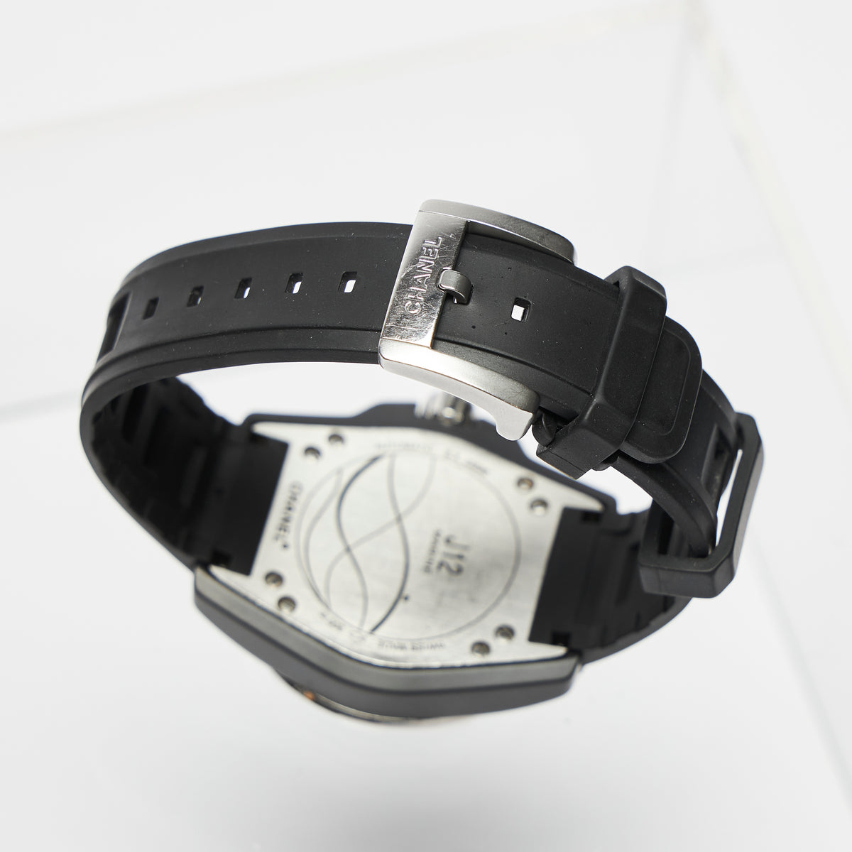 Excellent Pre-Loved Marine Blue Face Automatic Watch with Black Rubber Strap. (clasp)