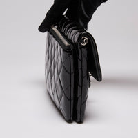 Pre-Loved Chanel™ Black Patent Wallet on Chain (Side)