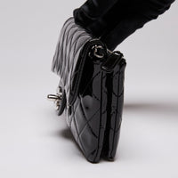 Pre-Loved Chanel™ Black Patent Wallet on Chain (side)