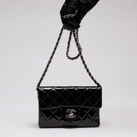 Pre-Loved Chanel™ Black Patent Wallet on Chain (Front)